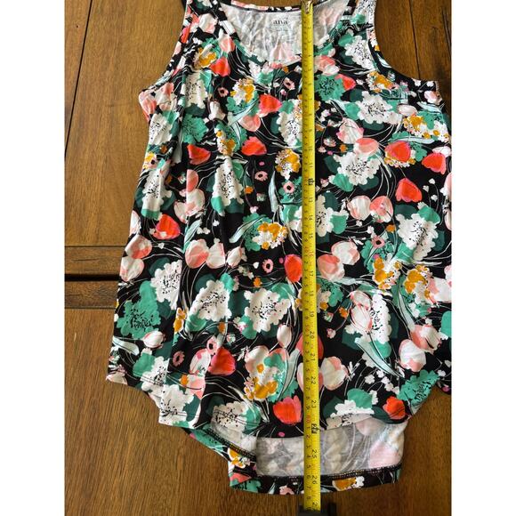 Ana Floral Sleeveless V-Neck Top Black Multi Color Size L - Picture 7 of 8